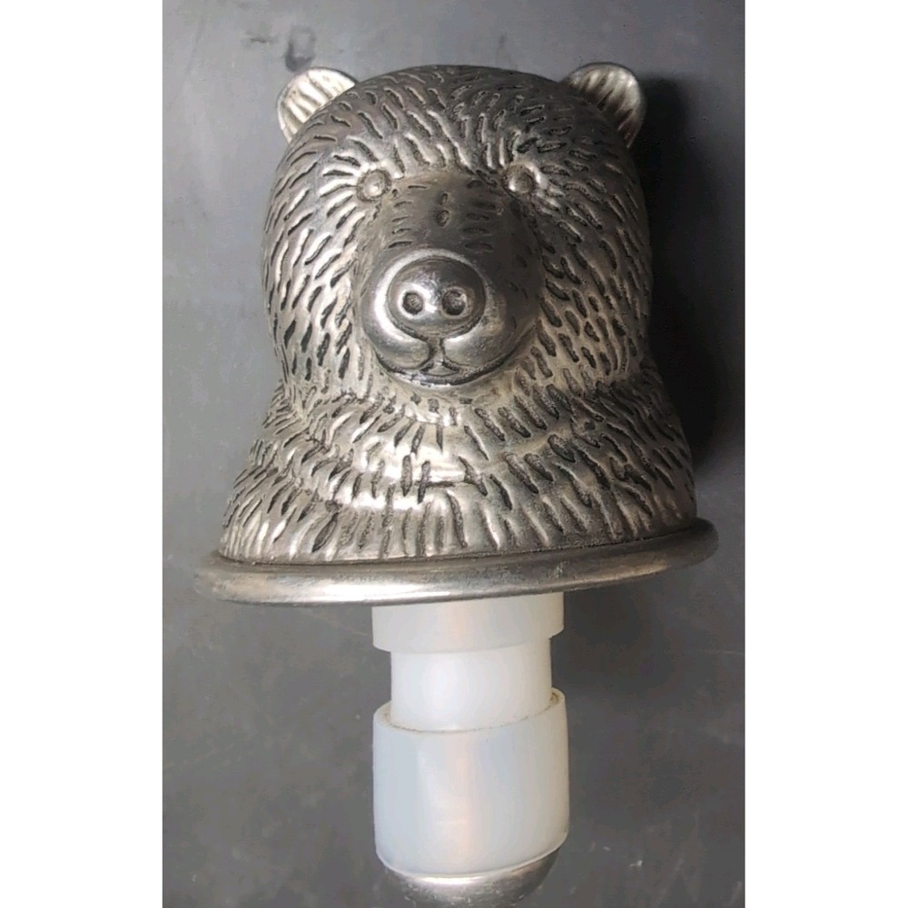 Vintage Neiman Marcus Silver Plated Bear Head Shaped Wine Bottle Stopper